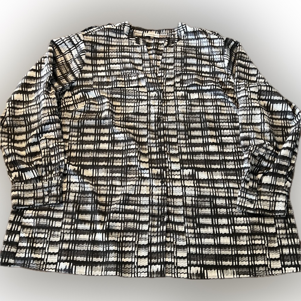Calvin Klein Collection Monochrome Plaid Button Down Shirt